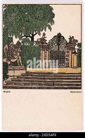 Wien - Belvedere. Postkarte der Wiener Werkstätte Nr. 298 : Wien, Belvedere Franz Bernhard Kuhn (1889-1952), artiste, Wiener Werkstätte, maison d'édition Timtom/L. Hilzensauer 1910 Banque D'Images