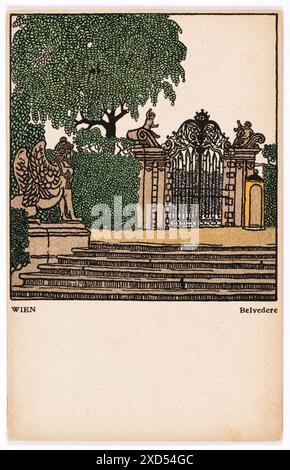 Postkarte der Wiener Werkstätte Nr. 298 : Wien, Belvedere Franz Bernhard Kuhn (1889-1952), artiste, Wiener Werkstätte, maison d'édition Timtom/L. Hilzensauer 1910 Banque D'Images