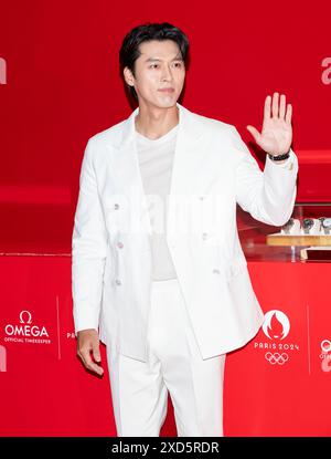 Séoul, Corée du Sud. 20 juin 2024. L'acteur sud-coréen Hyun Bin, assiste à un appel photo pour l'édition spéciale OMEGA des Jeux Olympiques de Paris 2024 à Séoul, Corée du Sud, le 20 juin 2024. (Photo de Lee Young-ho/Sipa USA) crédit : Sipa USA/Alamy Live News Banque D'Images