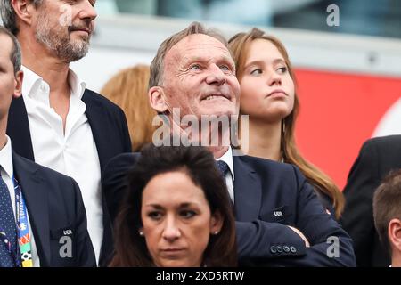 Francfort, Deutschland. 20 juin 2024. Hans Joachim Watzke GER, Danemark (DEN) v. England (ENG), Fussball Europameisterschaft, UEFA EURO 2024, Gruppe C, 2. Spieltag, 20.06.2024 LA RÉGLEMENTATION DFB/DFL INTERDIT TOUTE UTILISATION DE PHOTOGRAPHIES COMME SÉQUENCES D'IMAGES ET/OU QUASI-VIDÉO Foto Credit : Eibner-Pressefoto/Alamy Live News Banque D'Images