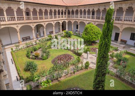 Espagne, Castille et Léon, Salamanque, Convento de las Duenas qui est un couvent dominicain construit aux 15ème et 16ème siècles, vue depuis le cloître supérieur. Banque D'Images