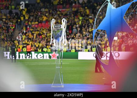 La Coupe du Trophée photographiée lors d'un match de football entre le Borussia Dortmund allemand et le Real Madrid CF espagnol lors de la finale de l'UEFA Champions League de la saison 2023-24, le dimanche 1er juin 2024 à Londres , Royaume-Uni . PHOTO SPORTPIX | David Catry Banque D'Images