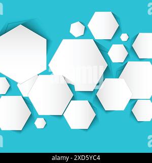 fond turquoise avec hexagones blancs Illustration de Vecteur