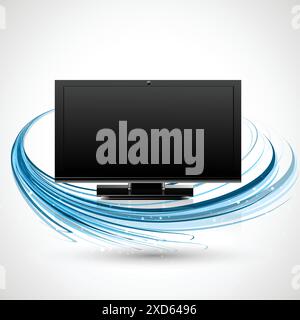 télévision avec illustration de conception vectorielle d'onde bleue Illustration de Vecteur