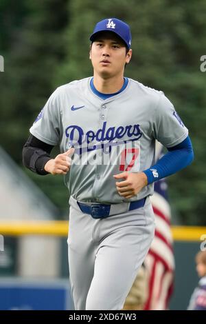 Denver CO, États-Unis. 19 juin 2024. Los Angeles désigne Shoehei Ohtani (17 ans) avant le match entre les Dodgers de Los Angeles et les Rockies du Colorado qui se tient au Coors Field à Denver Co. David Seelig/Cal Sport Medi. Crédit : csm/Alamy Live News Banque D'Images