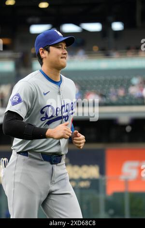 Denver CO, États-Unis. 19 juin 2024. Los Angeles désigne Shoehei Ohtani (17 ans) avant le match entre les Dodgers de Los Angeles et les Rockies du Colorado qui se tient au Coors Field à Denver Co. David Seelig/Cal Sport Medi. Crédit : csm/Alamy Live News Banque D'Images