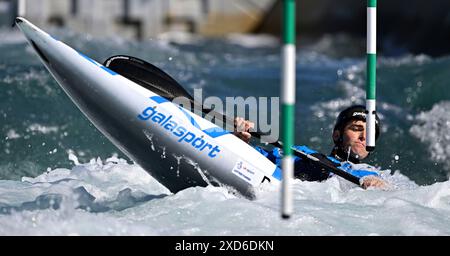 Waltham Cross, Royaume-Uni. 20 juin 2024. Journée des médias en canoë. Lee Valley White Water Centre. Waltham Cross. David Paterson lors de la journée des médias pré Paris2024 des Jeux Olympiques au Lee Valley White Water Centre, Royaume-Uni. Crédit : Sport in Pictures/Alamy Live News Banque D'Images