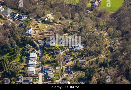 Vue aérienne, Laupendahler Höhe zone résidentielle dans la forêt, Kettwig, Essen, région de la Ruhr, Rhénanie du Nord-Westphalie, Allemagne Banque D'Images
