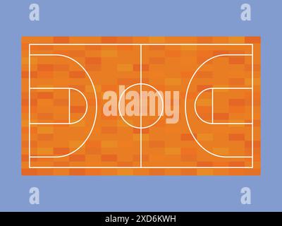 Icône vectorielle de plancher de terrain en bois de basket-ball. Illustration de terrain de basket-ball en bois. Terrain de basket-ball Illustration de Vecteur