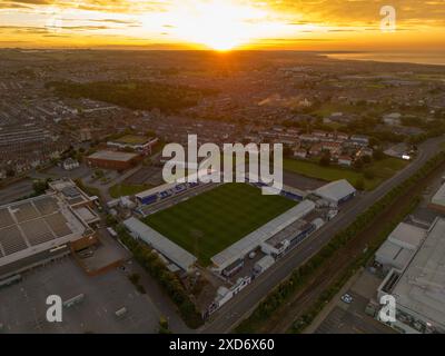 Une vue aérienne du stade de Hartlepool United, Victoria Park, Hartlepool, County Durham, vu le jeudi 20 juin 2024. (Photo : Mike Driver | mi News) crédit : MI News & Sport /Alamy Live News Banque D'Images