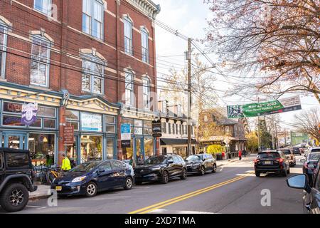 Lambertville, New Jersey - 12 novembre 2023 : scène de rue de la ville historique de Lambertville dans le New Jersey, États-Unis Banque D'Images