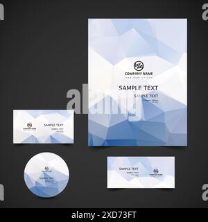 illustration de conception vectorielle de papeterie d'affaires polygonale Illustration de Vecteur