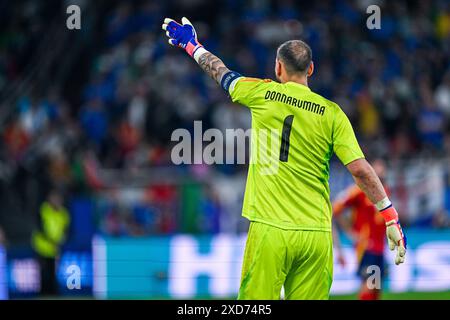 Le gardien de but italien Gianluigi Donnarumma (1) lors d'un match de football entre les équipes nationales d'Espagne et d'Italie le 2e jour du Groupe B dans la phase de groupes du tournoi UEFA Euro 2024 , le jeudi 20 juin 2024 à Gelsenkirchen , Allemagne . PHOTO SPORTPIX | Stijn Audooren Banque D'Images