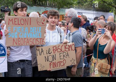 Roma, Italie. 19 juin 2024. La chanteuse Giorgia assiste à la séance photo pour la présentation des horaires Sky Italia à la terrasse du Cinéma Barberini à Rome (photo de Matteo Nardone/Pacific Press/Sipa USA) crédit : Sipa USA/Alamy Live News Banque D'Images