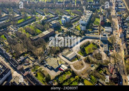 Vue aérienne, zone commerciale et résidentielle bâtiments de grande hauteur entre Horster Straße et Am Gaswerk, Buer, Gelsenkirchen, Ruhr, RHI Nord Banque D'Images