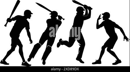 Silhouette des joueurs de cricket illustrations vectorielles Illustration de Vecteur