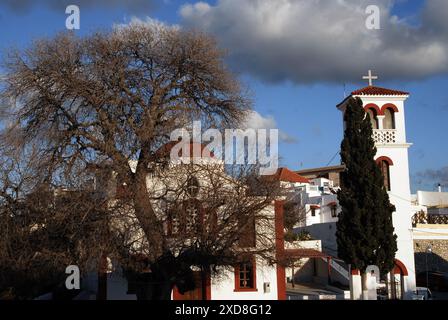 Grèce, Dodécanèse, Rhodes Island Theologos village Church et vallée des papillons Banque D'Images