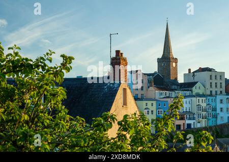 Coucher de soleil à Tenby, Pembrokeshire, pays de Galles. Banque D'Images