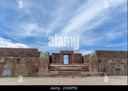 Temple Kalasasayao à Tiwanaku Bolivie Banque D'Images