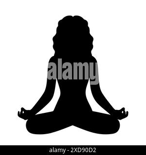 Silhouette de femme méditante abstraite. Femme assise en position lotus. Illustration vectorielle Illustration de Vecteur