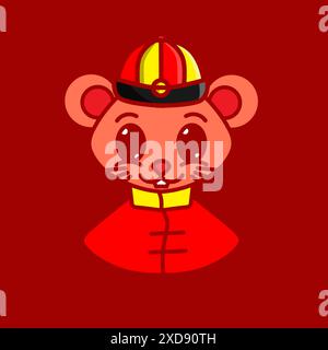 Mascotte de logo de symbole de signe chinois de souris sur le nouvel an lunaire. Illustration de Vecteur