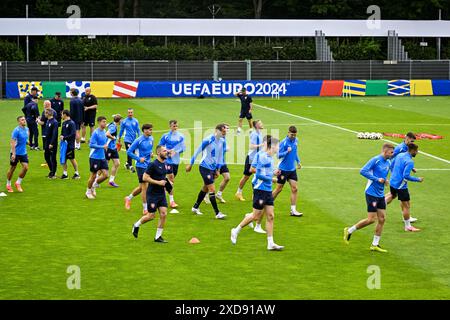 Norderstedt, Allemagne. 21 juin 2024. L'équipe tchèque de football s'entraîne avant le match du Groupe F contre la Géorgie lors des Championnats d'Europe de football à Norderstedt, Allemagne, le 21 juin 2024. Crédit : vit Simanek/CTK photo/Alamy Live News Banque D'Images