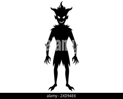 Silhouette noire de clown maléfique avec un sourire effrayant isolé sur un fond blanc. Concept d'Halloween, artiste de cirque, horreur, personnage effrayant. PR Illustration de Vecteur