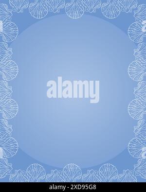 Cadre bleu coquillages. Modèle vertical de conception de mer et d'océan été ou conception de partie de plage. Illustration vectorielle Illustration de Vecteur