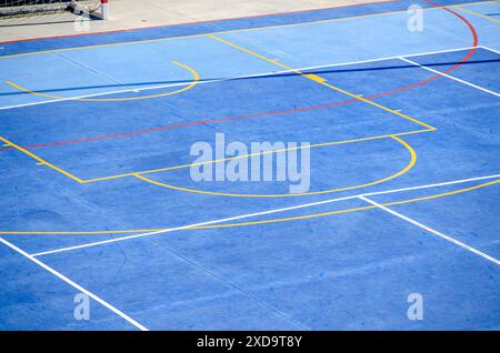 vue d'en haut d'un terrain de futsal, basket-ball et handball Banque D'Images