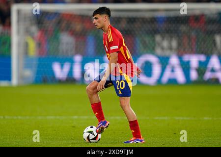 Gelsenkirchen, Allemagne. 20 juin 2024. L'Espagnol Pedri lors du match de l'UEFA Euro 2024 opposant l'Espagne à l'Italie, Groupe B, date 2, a joué au stade Veltins-Arena le 20 juin 2024 à Gelsenkirchen, Allemagne. (Photo de Sergio Ruiz//Sipa USA) crédit : Sipa USA/Alamy Live News Banque D'Images