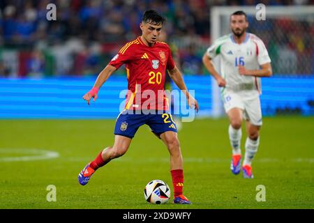 Gelsenkirchen, Allemagne. 20 juin 2024. L'Espagnol Pedri lors du match de l'UEFA Euro 2024 opposant l'Espagne à l'Italie, Groupe B, date 2, a joué au stade Veltins-Arena le 20 juin 2024 à Gelsenkirchen, Allemagne. (Photo de Sergio Ruiz//Sipa USA) crédit : Sipa USA/Alamy Live News Banque D'Images