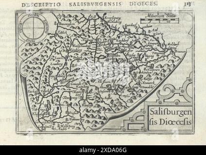 Diocèse de Salisburgensis par Bertius / Langenes. Carte du diocèse de Salzbourg 1603 Banque D'Images