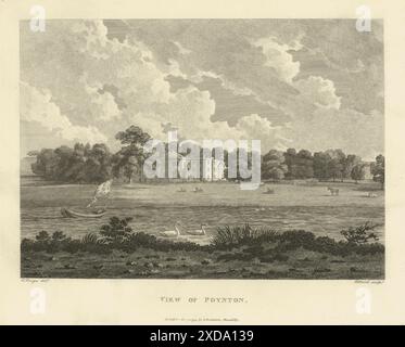 Vue de Poynton, Cheshire. Aikin 1795 ancienne photo d'impression vintage antique Banque D'Images