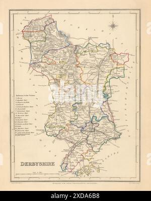 Carte antique du comté DU DERBYSHIRE par Creighton & Walker pour Lewis c1840 vieux Banque D'Images