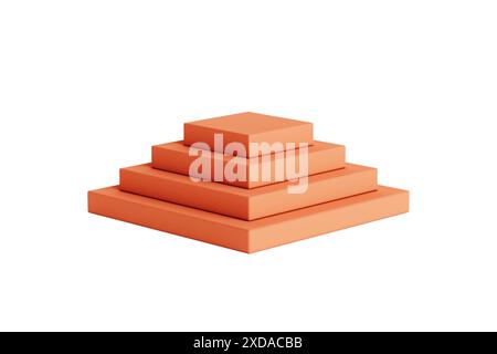 Simple Isomtric Orange Cube affichage du produit podium Stage sur fond blanc. Rendu 3D. Banque D'Images