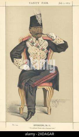 VANITY FAIR ESPION CARICATURE Shah Naser al-DIN Shah Qajar 'il a doté Persia…' 1873 Banque D'Images