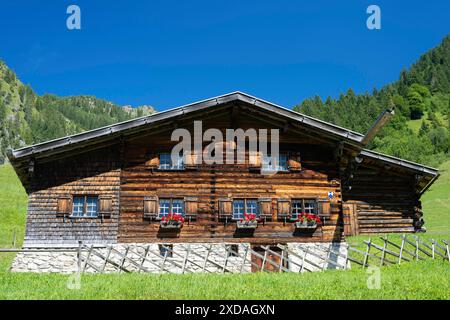 Gerstruben, ancien village de montagne de la vallée de Dietersbachtal près d'Oberstdorf, Alpes d'Allgaeu, Allgaeu, Bavière, Allemagne Banque D'Images