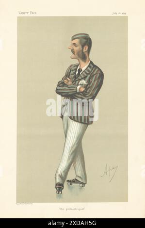 VANITY FAIR SPY CARTOON Herbert Praed 'le philanthrope' Roller Skating 1874 Banque D'Images