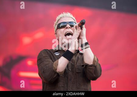 Bryan Dexter Holland, chanteur de The Offspring au Copenhagen Metal Festival au Kloverparken Camping Copenhagen, Danemark. Le festival prendra Banque D'Images