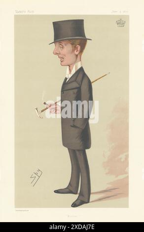 VANITY FAIR ESPION DESSIN ANIMÉ le comte de Rosebery 'Horses' Racing 1876 vieux imprimé Banque D'Images