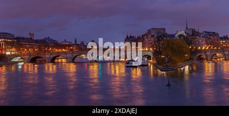 Pont neuf et Ile de la Cité, Ile Saint-Louis, Paris, Ile de France, France, Paris, Ile de France, France Banque D'Images