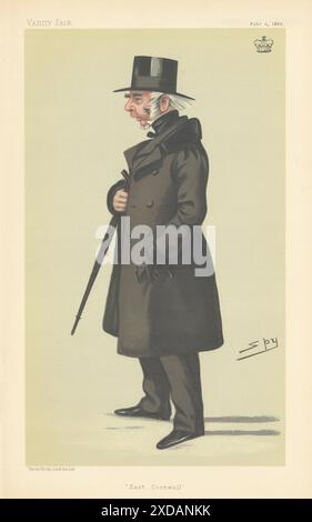 DESSIN ANIMÉ de L'ESPION VANITY FAIR Lord Robartes 'Cornwall' Cornwall 1882 Old Print Banque D'Images