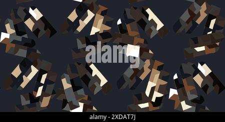 Œuvres d'art numérique abstraites sur le thème sombre présentant un motif géométrique en mosaïque avec des nuances de couleurs variées. Illustration de Vecteur