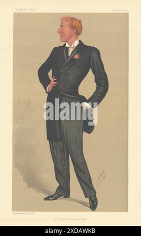 LE DESSIN ANIMÉ DE VANITY FAIR SPY 'r Herbert Beerbohm Tree'. Imprimé acteurs de théâtre 1890 Banque D'Images