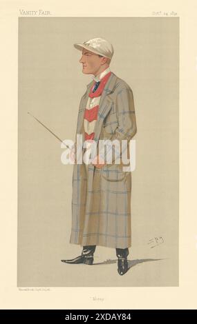 DESSIN ANIMÉ Herbert Mornington Cannon « Morny » Jockey 1891 imprimé VANITY FAIR Banque D'Images