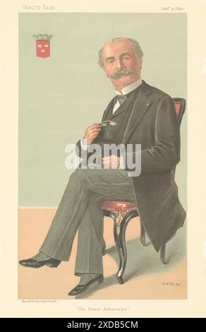 VANITY FAIR SPY CARTOON Baron Chodron de Courcel 'L'Ambassadeur de France' 1895 Banque D'Images