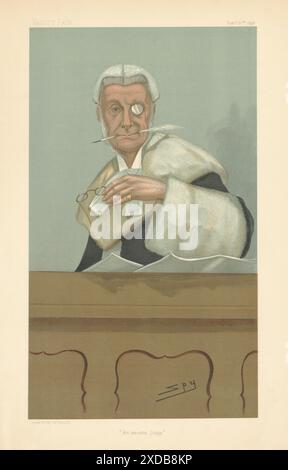 VANITY FAIR SPY CARTOON Justice Arthur Moseley Channell 'an aiable Judge' 1898 Banque D'Images