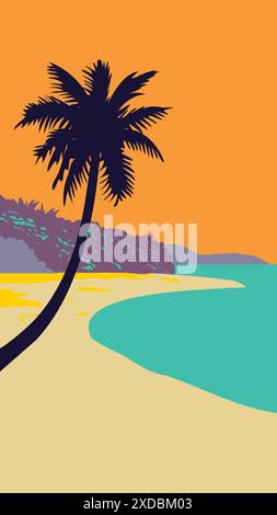 WPA Poster Art of Trunk Bay Beach situé à l'intérieur de Virgin Parc national des Îles sur l'île de St John in La mer des Caraïbes fait en travaux projet adm Illustration de Vecteur
