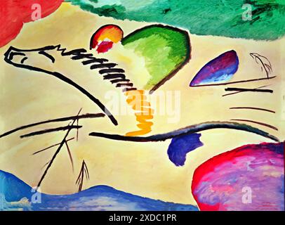 Cheval abstrait, 1911 (peinture) par l'artiste Kandinsky, Wassily (1866-1944) russe. Illustration de Vecteur
