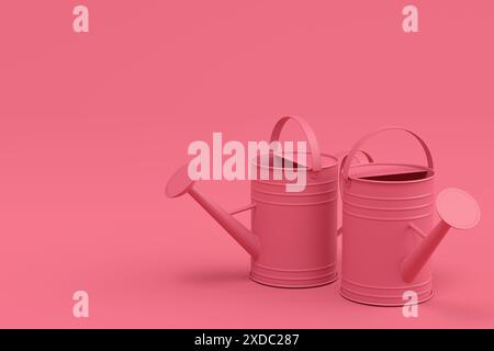 Ensemble de arrosoirs sur fond monochrome. 3d rendre le concept d'outils d'équipement de jardinage pour la ferme et la récolte Banque D'Images